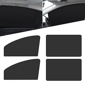 MOXRUQ 4 PCS Window Shades, 100% Block Light Car Window Covers, Front/Rear Side Window Privacy Curtains, Foldable Breathable Sun Protection Privacy Shades, Summer Interior Accessories for Car (Black)