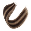 Sixstarhair Tape In Hair Extensions Human Hair Chocolate Brown to