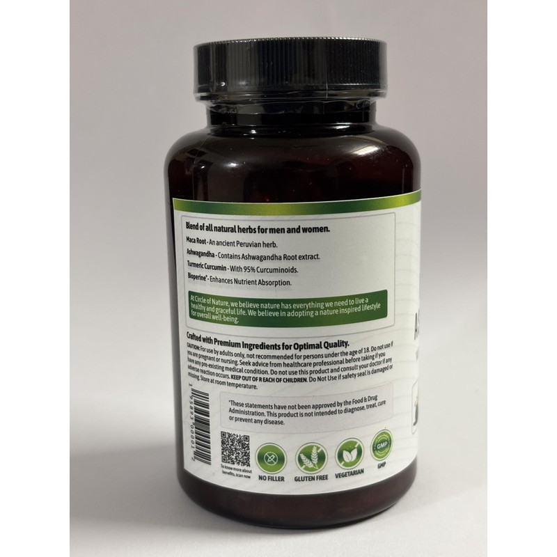 Maca Root, Ashwagandha Root Extract, Capsules for Men & Women
