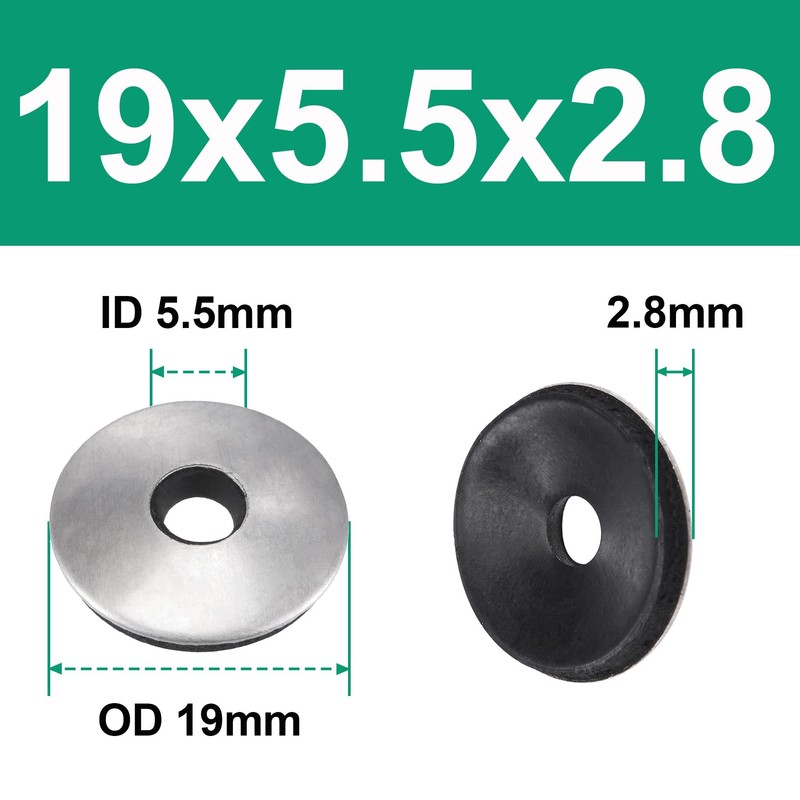 LEPEVNEY 19x5.5x2.8mm Bonded Sealing Washers Stainless Steel EPDM Rubber Backed