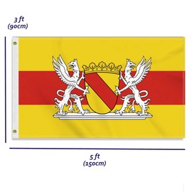 Large 90 x 150 cm Old Baden (1947-1952) Flag, Large 150D German Federal State Friendship Banner, Germany Flag Doube Side Print Decor Brass Eyelets Large Old Baden