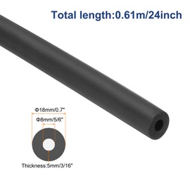 QUARKZMAN Pipe Insulation Foam Pipe Insulation 8 mm (5/16 Inch) ID 18 mm OD 24 Inch Heat Protection for Frost Protection, Handle Insulation, Black