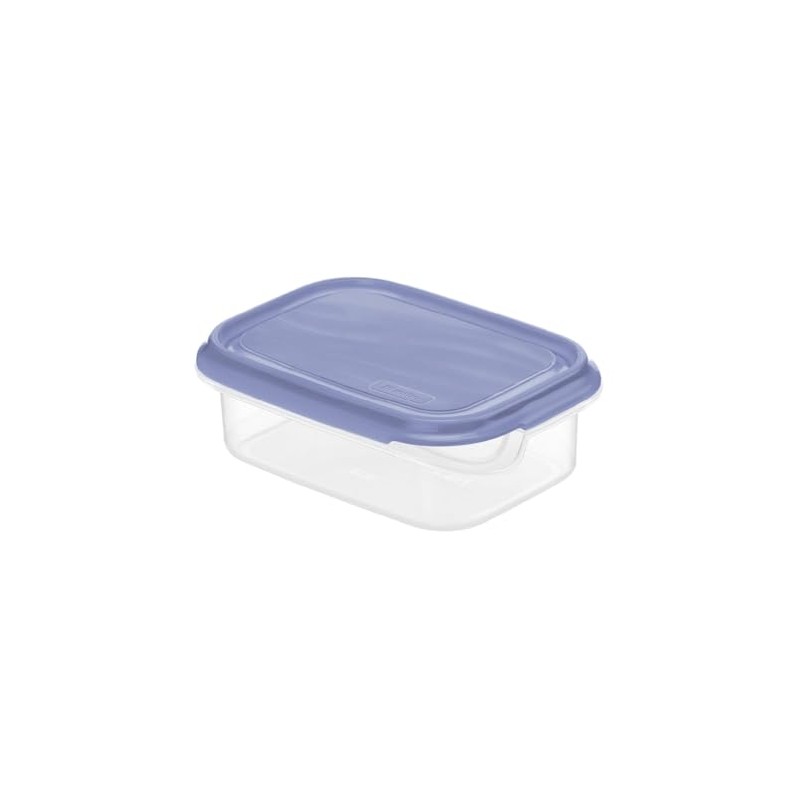 Rotho 0.5 Litre Rectangular Container, Blue Lid, Clear, 0.5 Litre
