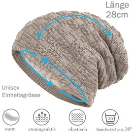 Hatstar Warm-lined, fine-knit women's, men's beanie hat with braided pattern and very soft fleece inner lining, soft and warm, unisex, for winter -