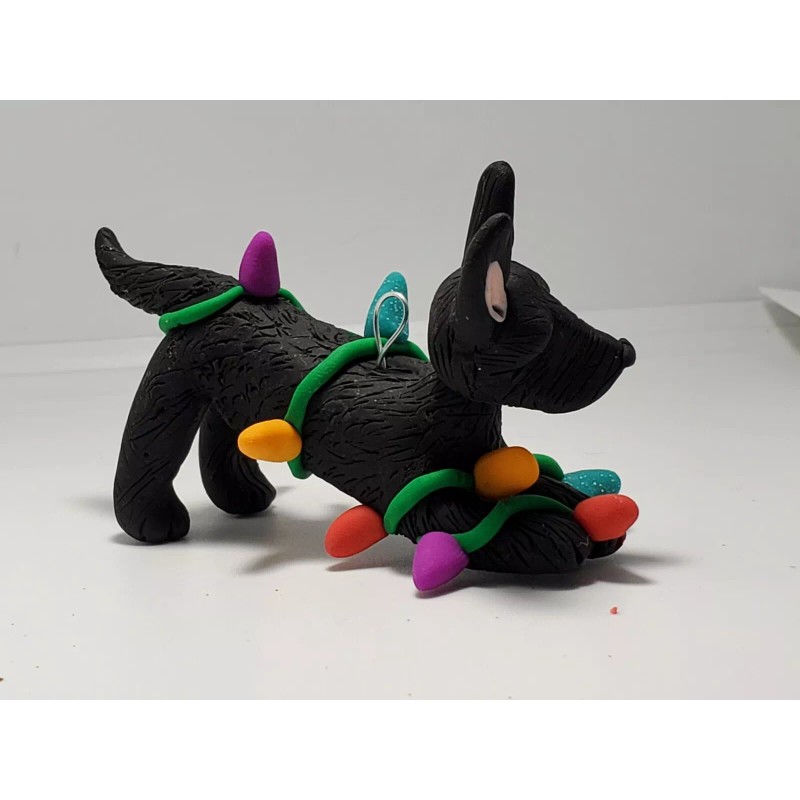 Celtic Forest Clay German Shepherd black Christmas Ornament TANGLED IN