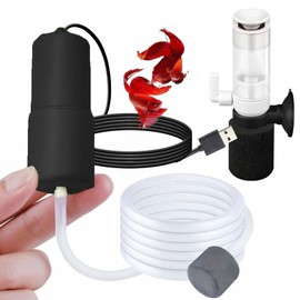 Petta USB Oxygen Air Pump for Aquarium, Quiet Mini Air Pump with 1 Sponge Filter, 1 Air Stone for Shirmp Nano Fish Tank & Transporting Aquatic PA152-1