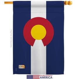 Ornament Collection HS191506-P3-02 Colorado Americana States Impressions Decorative Vertical 28" x 40" House Flag Set Aluminum Pole & Bracket Hardware