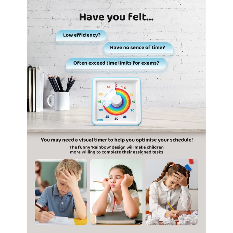 LIORQUE 60 Minute Visual Timer for Kids, Visual Countdown Timer