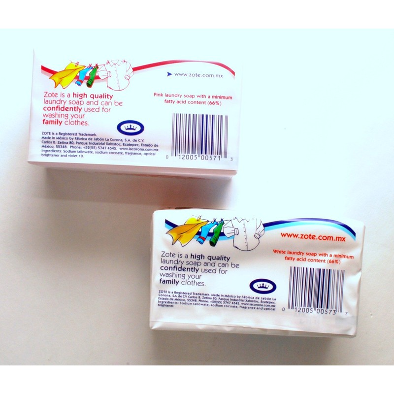 Zote Laundry Bar Soap Variety Pack - White and Pink