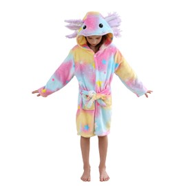 CuteOn Girls Bathrobe Kids Gifts for Toddler Boys Bathrobe Size 2-13T, Children's Axolotl-A