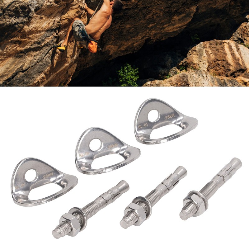3Pair Rock Climbing Bolt Hanger Stainless Steel Climbing Anchor for