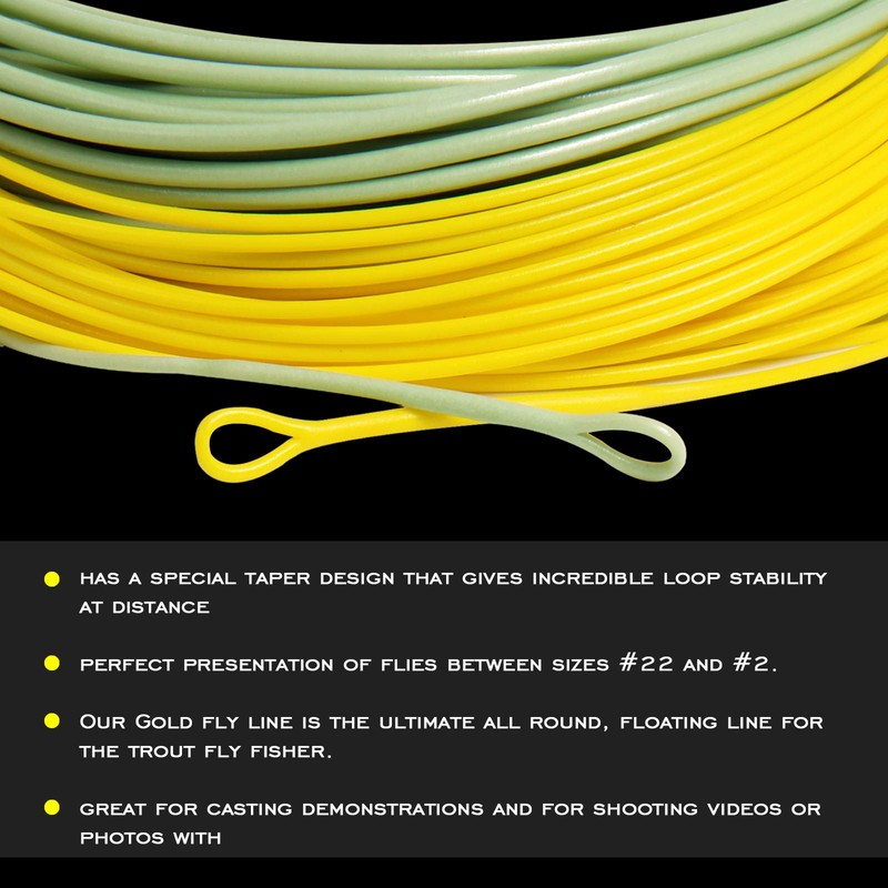 ANGLER DREAM Gold Fly Line 90FT Weight Forward Floating 4WT