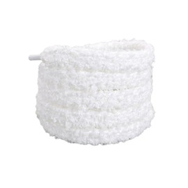 Wambere 2 Pairs Wide 1 cm Plush Shoelaces Fuzzy Lace Replacement Plush Laces Flat Tear-Resistant Shoelaces Shoelace for Sports Shoes Trainers Canvas Shoes Leisure Shoes White 60 cm, White, 120