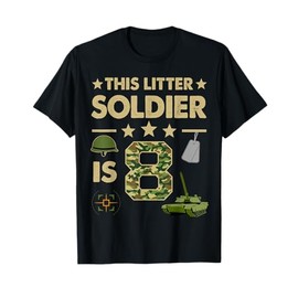 8 Year Old Soldier Tshirt Birthday Boy 8th Birthday Kids T-Shirt