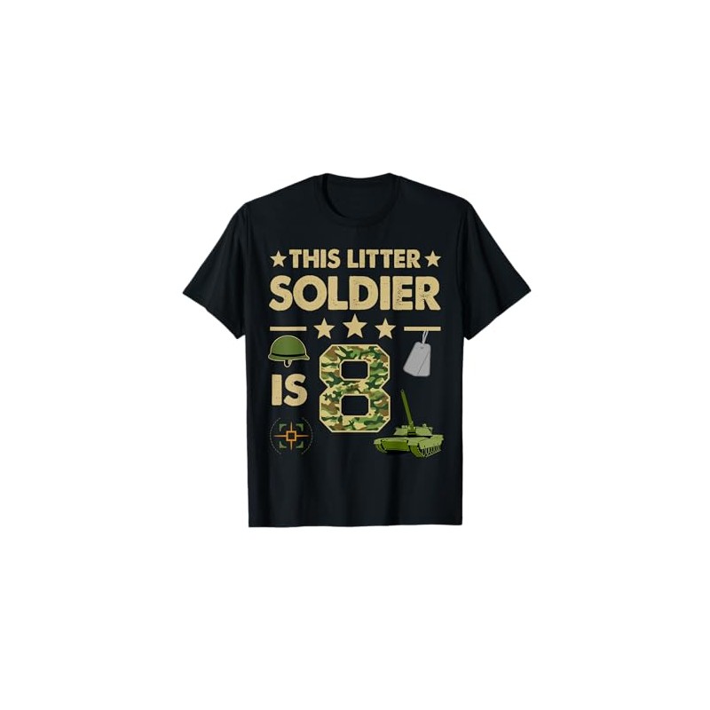 8 Year Old Soldier Tshirt Birthday Boy 8th Birthday Kids