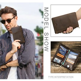 Contacts Full Grain Leather Travel Passport Holder for 4 Passports with Airtag Slot Family Passport Wallet RFID Blocking Passport Organizer