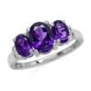 Silvershake 1.97ct. 3 Stone Natural Oval Shape African Amethyst and