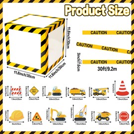 EYxsaxenk Construction Zone Party Decorations - 22Pcs Yellow & Black Striped Construction Box Vehicle Work Zone Sign Caution Tape for Birthday Party Decor Home Classroom Photo Prop Background Supplies