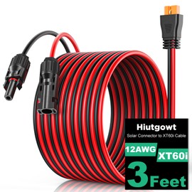 Hiutgowt Oududianzi 12AWG XT60i Solar Cable 3FT, Solar to XT60i Cable 10 15 20 25 30 40 50FT, Extension Cable for Portable Power Station - 3FT