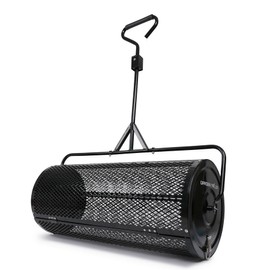 Compost Spreader 36 Inch Towable Peat Moss Spreader with Installation Support Accessories, Metal Mesh Roller Lawn Spreader for Top Soil, Manure, Mulch, Top Dressing - Garden spreaders for lawns