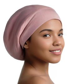 Joyhabit Silk Bonnet for Sleeping Women & Men, Blush Pink, Breathable Modal Cotton Outside & 100% Mulberry Silk Lining, Ultimate Hair Protection, Chic All-Season Headwear with Adjustable Strap