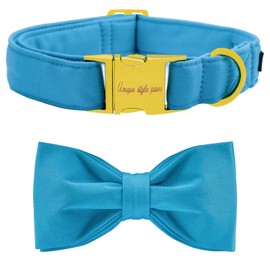 Unique style paws Dog Collar with Bowtie, Soft Cotton Collar with Reinforced Golden Metal Buckle Comfortable & Adjustable Collar for Small Medium Large Dogs & Cats