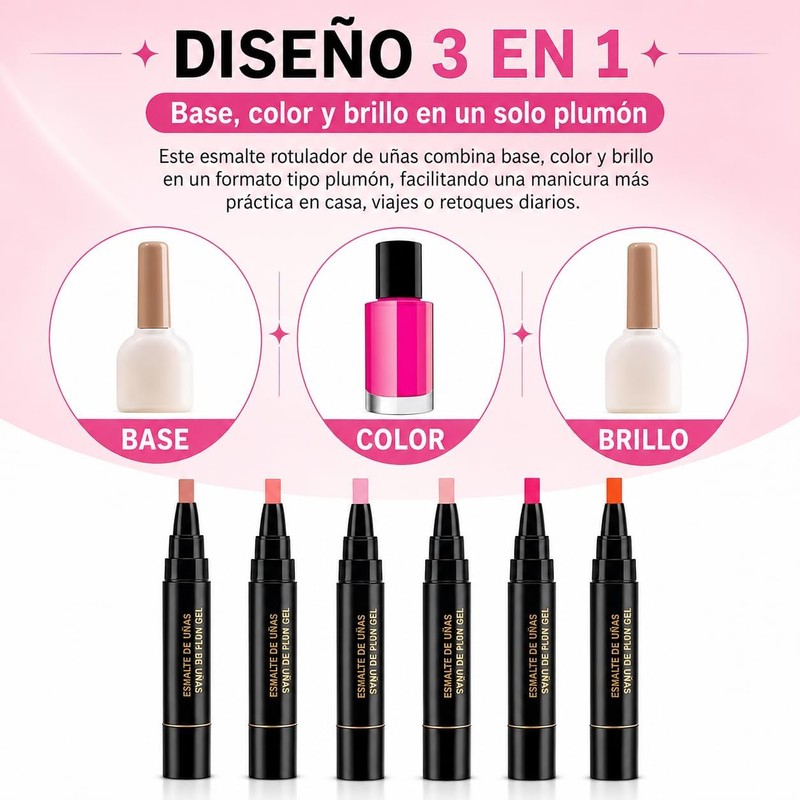 6 Piezas Pen Esmalte de Esmalte de Uñas, Rotuladores de