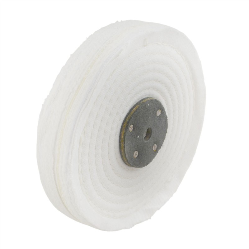 White Close Stitched Metal Polishing Buffing Mop 6" x 1"