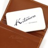 Kitamura ZH0484 Nume Leather Business Card Holder, Brown/Yellow Stitch [Brown]