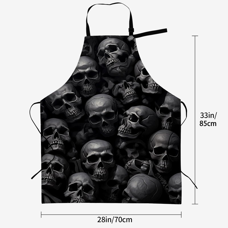 Turamurra Gothic Skulls Apron for Women, 28x33in, Kitchen Chef Aprons