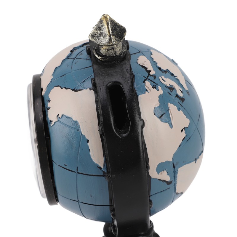 Globe Clock Decorative Desk Ornament Resin World Map Clock with