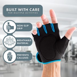 Actesso Gym Gloves for Sports – Weight lifting Men & Women, Rowing Exercise & Training. (Blue, Small)