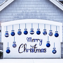 31PCS Christmas Garage Door Decorations Magnets - Merry Xmas Ball Holiday Refrigerator Fridge Kitchen Decor(Blue)