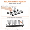 Food Container Lid Organizer for Cabinet, 6 Adjustable Dividers Metal