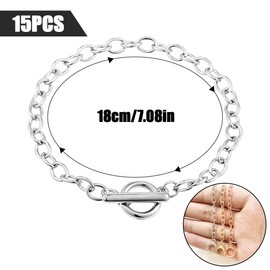 HAIKING 15 PCS Chain Bracelets DIY Jewelry for Charm Jewelry Making (Gold, Silver, Rose Gold)