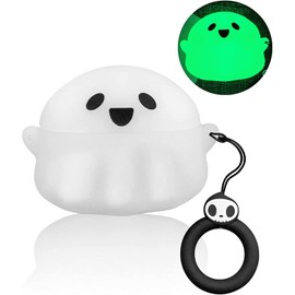 For Airpods Pro Case, Airpods Pro Cover, TPU Material, Air Pods, Protective Case, Chargeable While Wearing On, Shockproof, Waterproof, Dustproof, Full Protection, MoE, Cute, Strap, 3D Cartoon Ghost