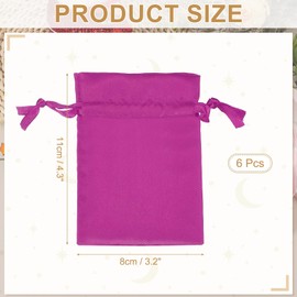 PATIKIL 3 x 4 Inch Satin Bags with Drawstring, 6 Pcs Silk Drawstring Gift Bag Wedding Favor Pouch for Jewelry Candy Christmas Party Graduation Birthday Easter, Rose Red