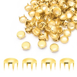 200pcs Nailheads Round Dome Studs Rivet Metal Punk Spikes Spots for Punk Rock Leather Craft Clothes Belt Bag Shoes Decorations (10mm) (Golden)