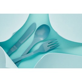 Knork Eco Plant Based Bamboo Reusable Flatware Set, 12 Piece Knife, Blue