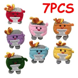 Crochet Dumpster Fire Toy, 2 Counts Emotional Support Dumpster Fire Plush Toy, Emotional Support Ornament for Easter Decoration Or Gift:_7pcs