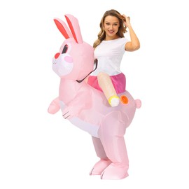 ZISUEX Pink Rabbit Inflatable Costume Easter Bunny Costume Adult Ride on Rabbit Blow Up Suit Easter Inflatable Costume