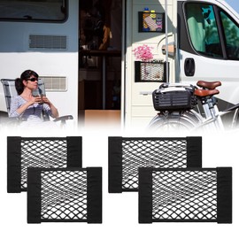 PIFOOG 4Pcs Car Net Pocket Elastic Small Mesh Cargo Storage Nets Bag Organizer Wall Sticker Pouch Netting Universal for Vehicle SUV Trunk Seat RV Camper