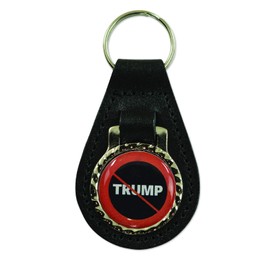 EvolveFISH Anti Trump Word Black Leather Key Chain Fob - [3" Tall]