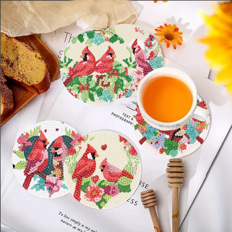 Skyboda 8 PCS Diamond Painting Coasters Kits, DIY Diamond Art