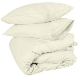 ARlinen Duvet Cover Set Full, Ivory Comforter Cover Bedding 3 Pieces Duvet Set (1 Duvet Cover + 2 Pillow Covers) 400 Thread Count Zipper Closure Duvet Cover(Full Size, Ivory Solid)