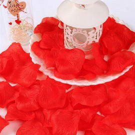 CHSYOO 1000 x Artificial Flora Petal Roses Flowers Confetti, Romantic Decorations for Wedding Birthday Bridal Shower Valentines Marriage Proposal, Red