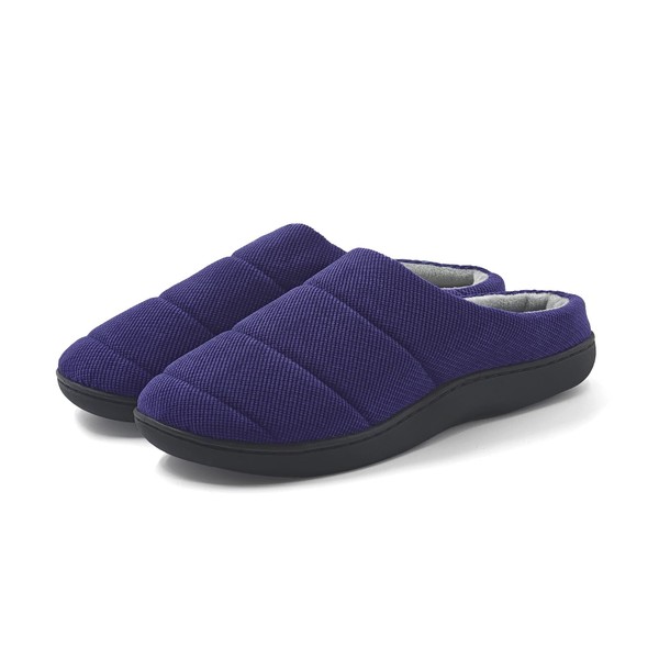 HIEYMSER Men's Comfortable Non-Slip Memory Cotton Slippers, blue