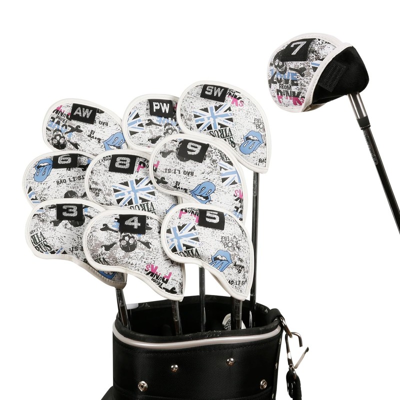 Leather Golf Club Iron Head Covers 10 Piece Set Union