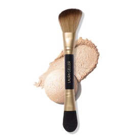 LAURA GELLER NEW YORK Brocha Iluminadora de Doble Punta: Brocha Multiusos para Iluminador, Rubor, Bronceador Y Más Incluye Cerdas Veganas de Doble Fibra Y Una Paleta de Satén para Una Aplicación Impec