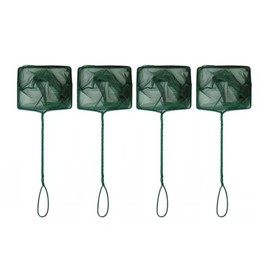CNZ 5" Green Aquarium Fish Net with Long Handle, 4-Pack